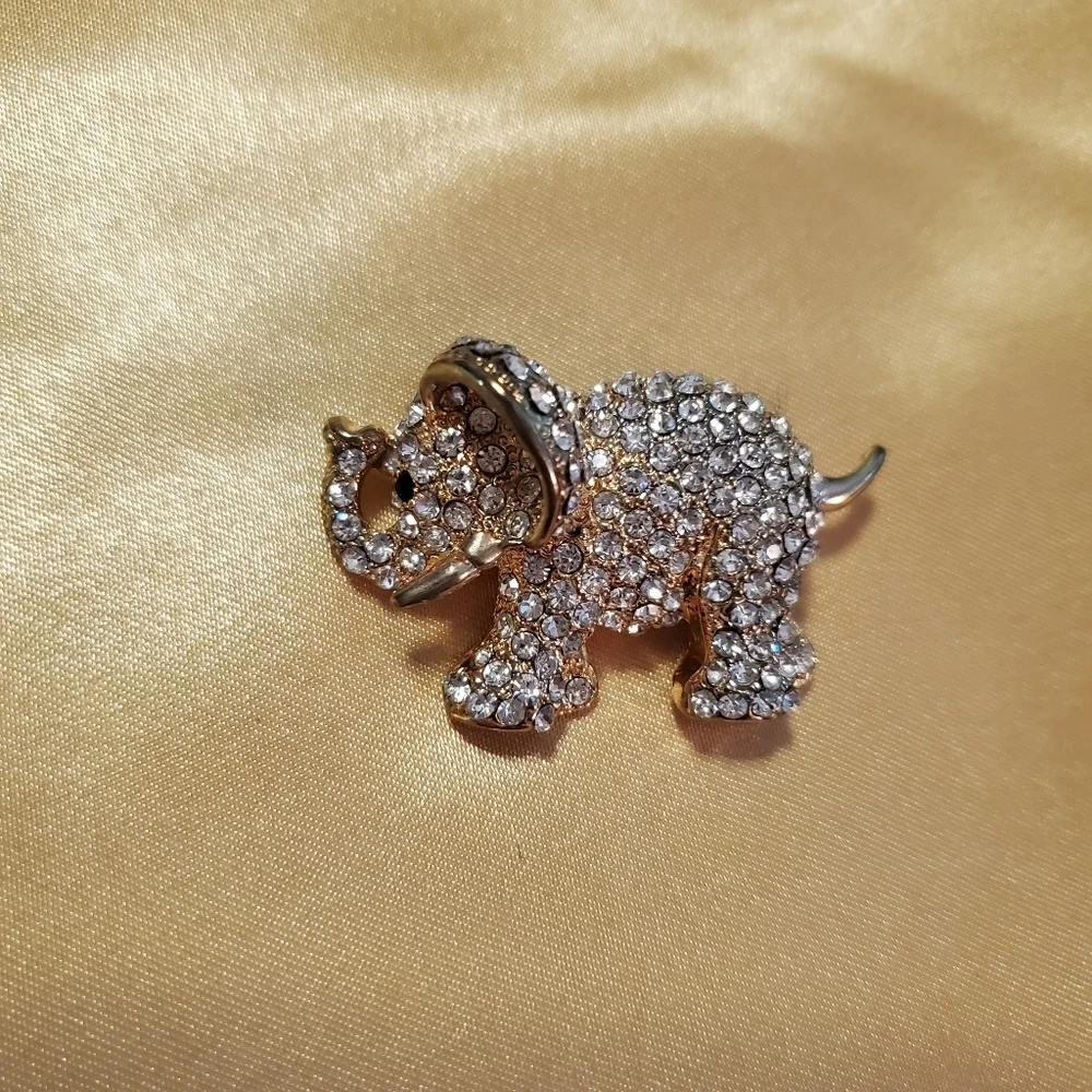 Crystal Encrusted Elephant Brooch